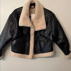 Black‎ and Cream Shearling Women's Jacket